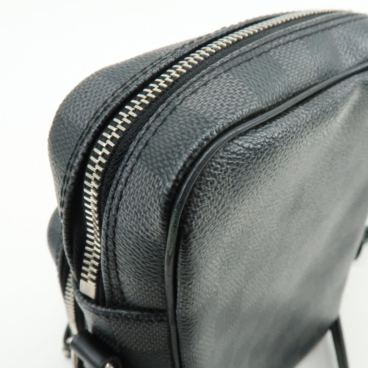 Louis Vuitton Damier Graphite Rem Leather Shoulder Bag Black N41446