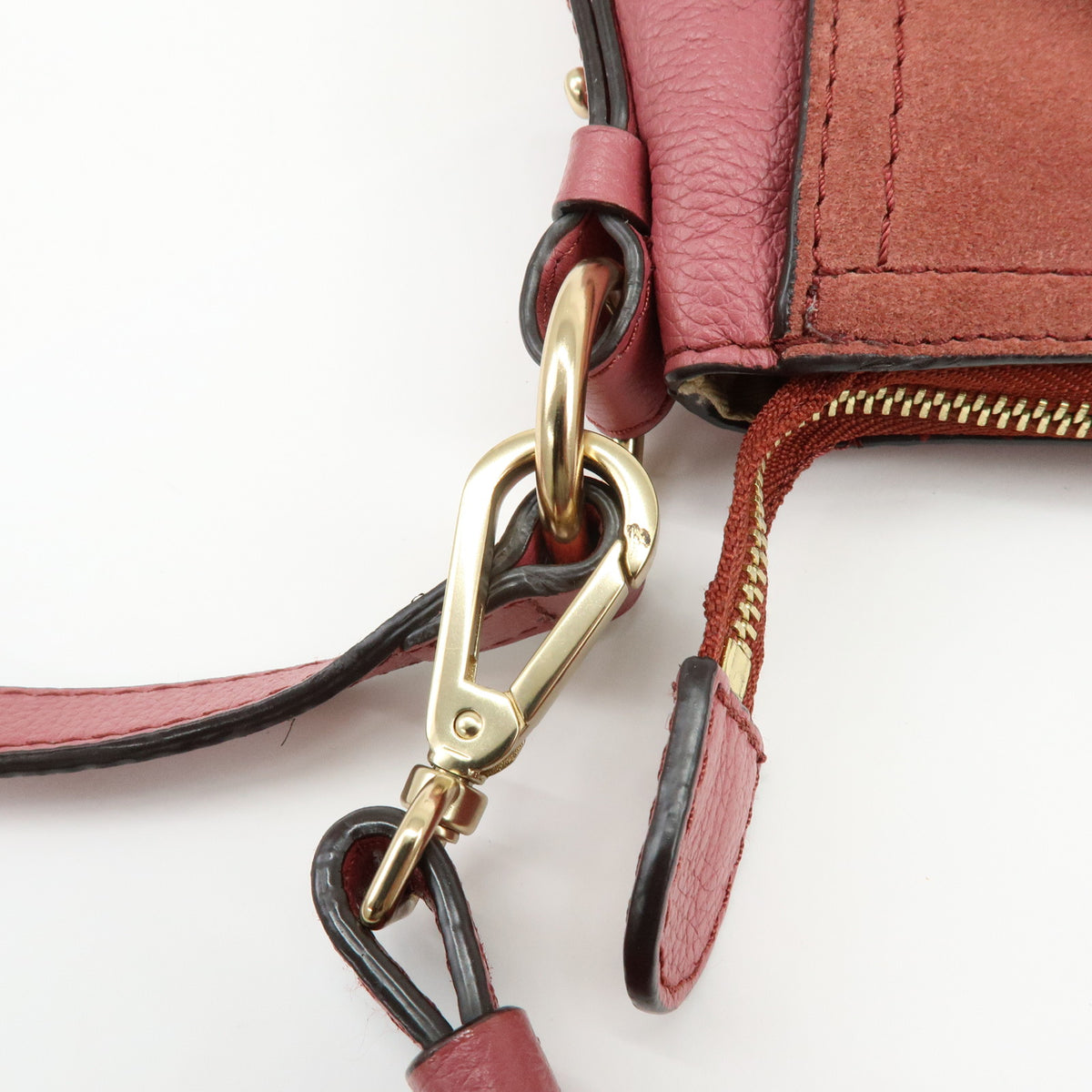 Chloe See by Chloe Joan Leather Suede Small 2Way Bag Crossbody Bag Pink