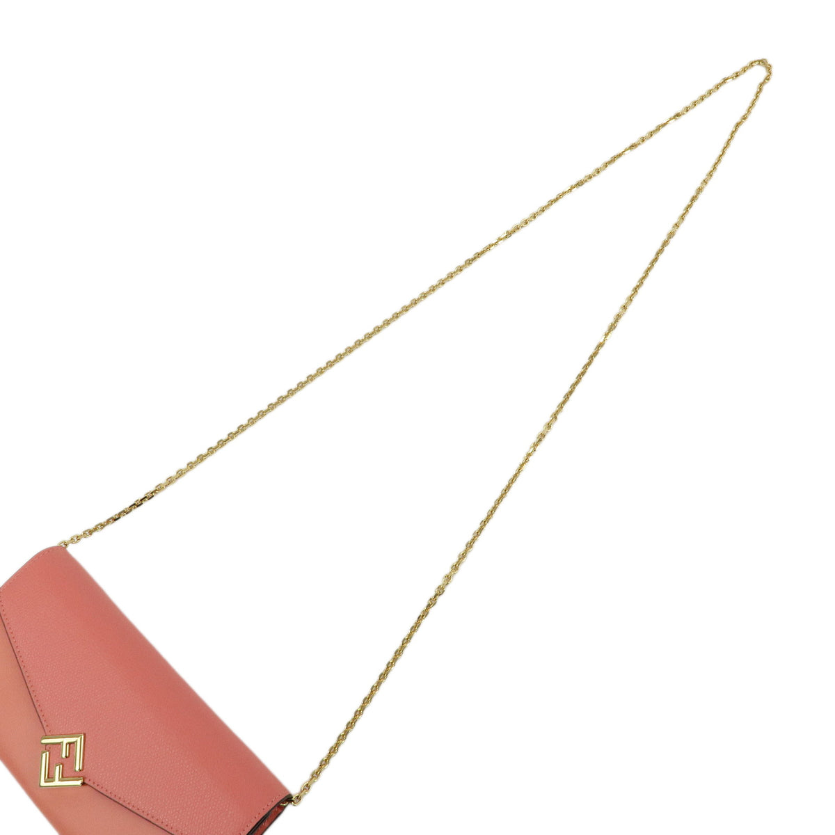 FENDI FF Diamond Leather Chain Long Wallet WOC Pink 8M0365