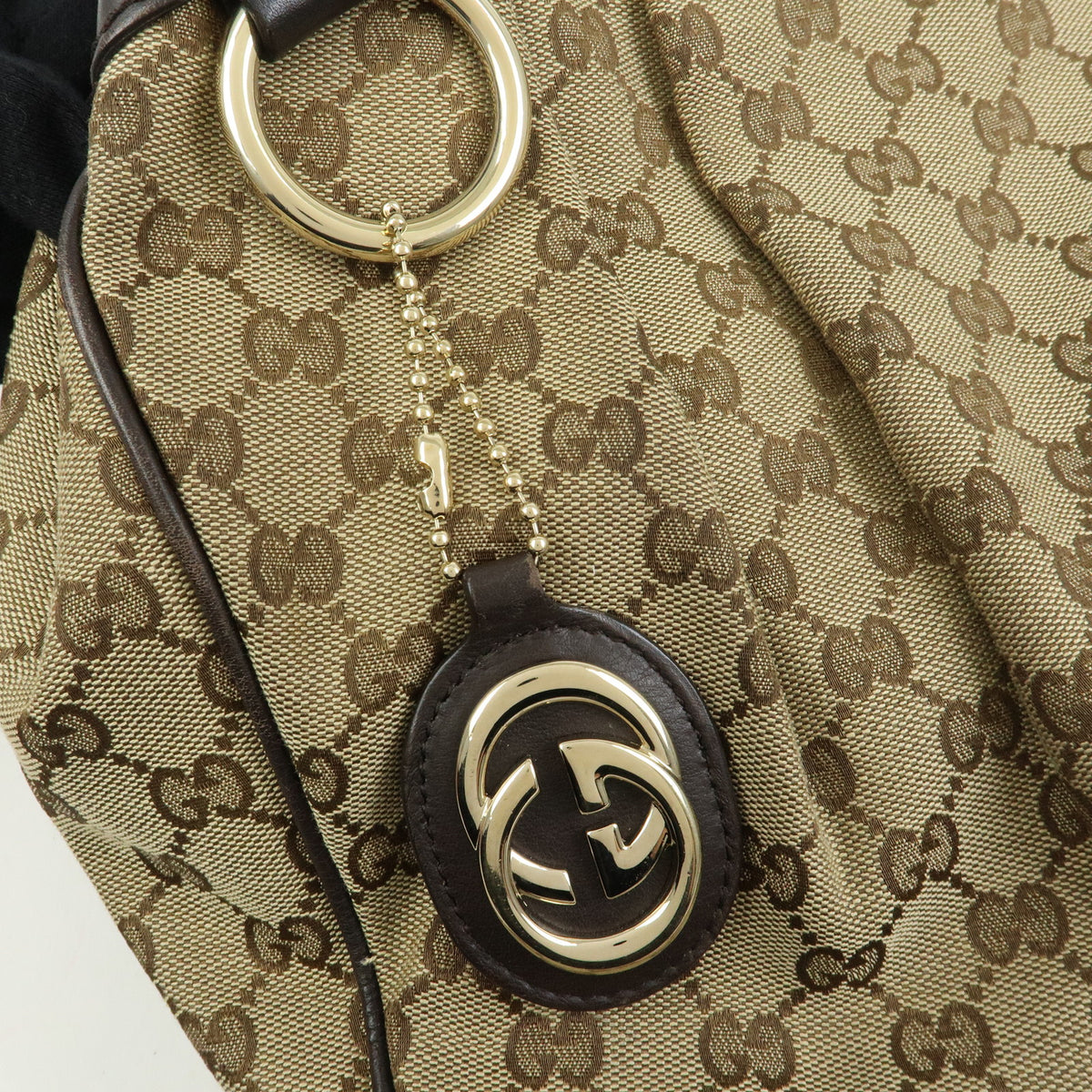GUCCI Sukey Interlocking G GG Canvas Leather Tote Bag Hand Bag 211944