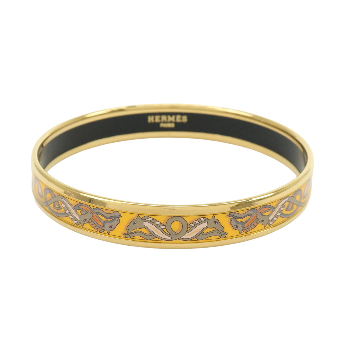HERMES Email PM Gold Plated Bracelet Bangle Yellow Gold