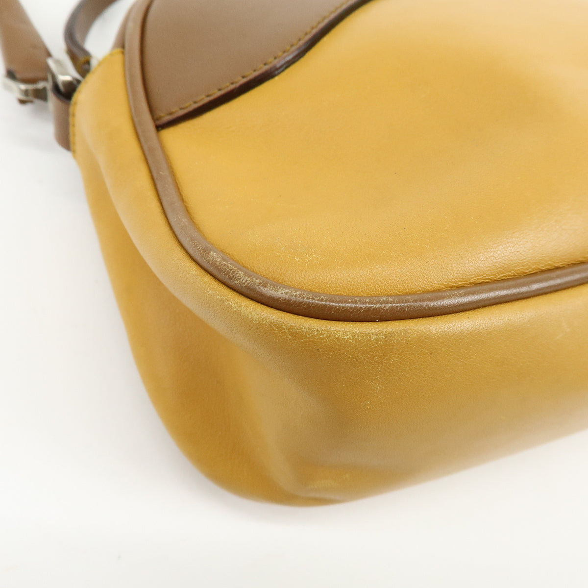 PRADA Logo Sport Leather Shoulder Bag Hand Bag Yellow Brown