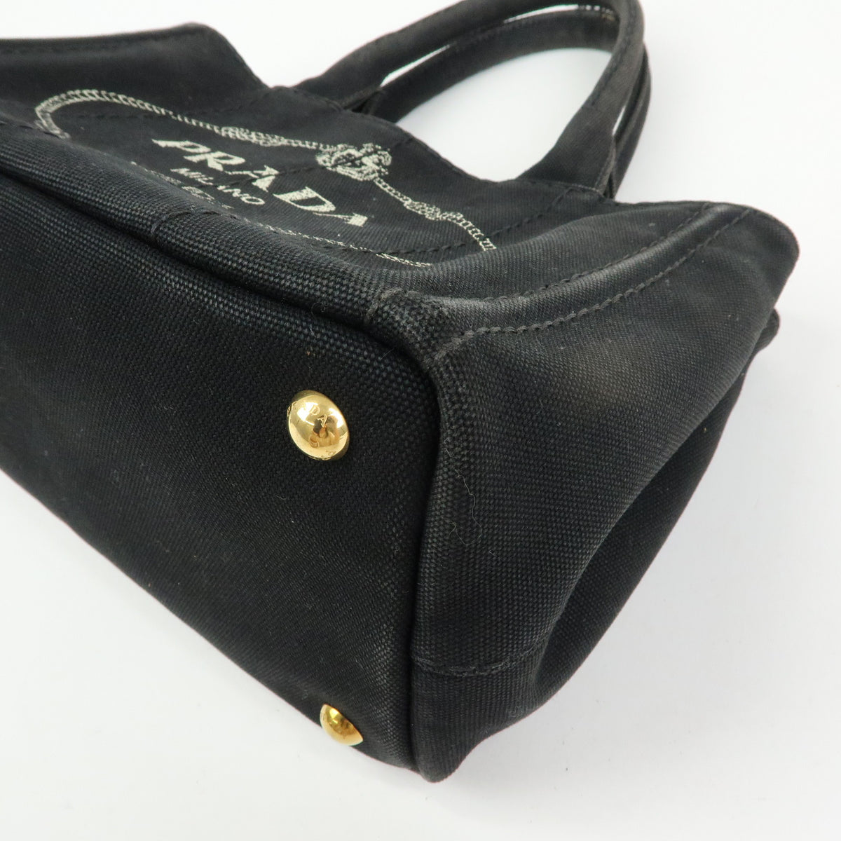 PRADA Triangle Logo Canapa Mini 2Way Bag Hand Shoulder Bag Black B2439G