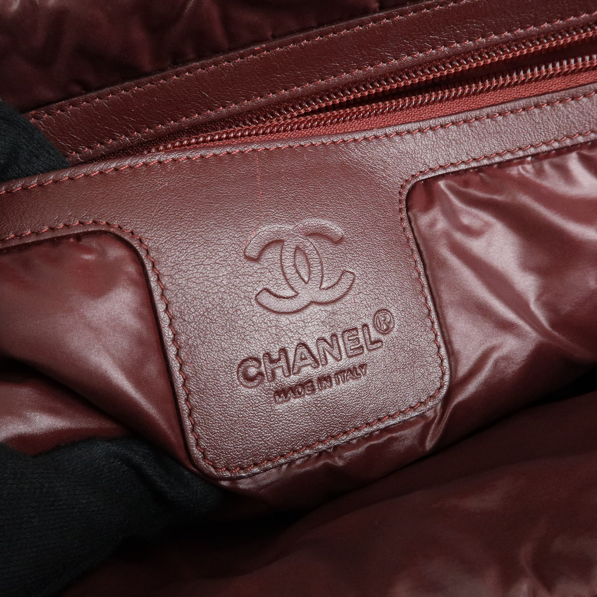 CHANEL COCO COCOON Nylon Leather Boston Bag Hand Bag Black A47205