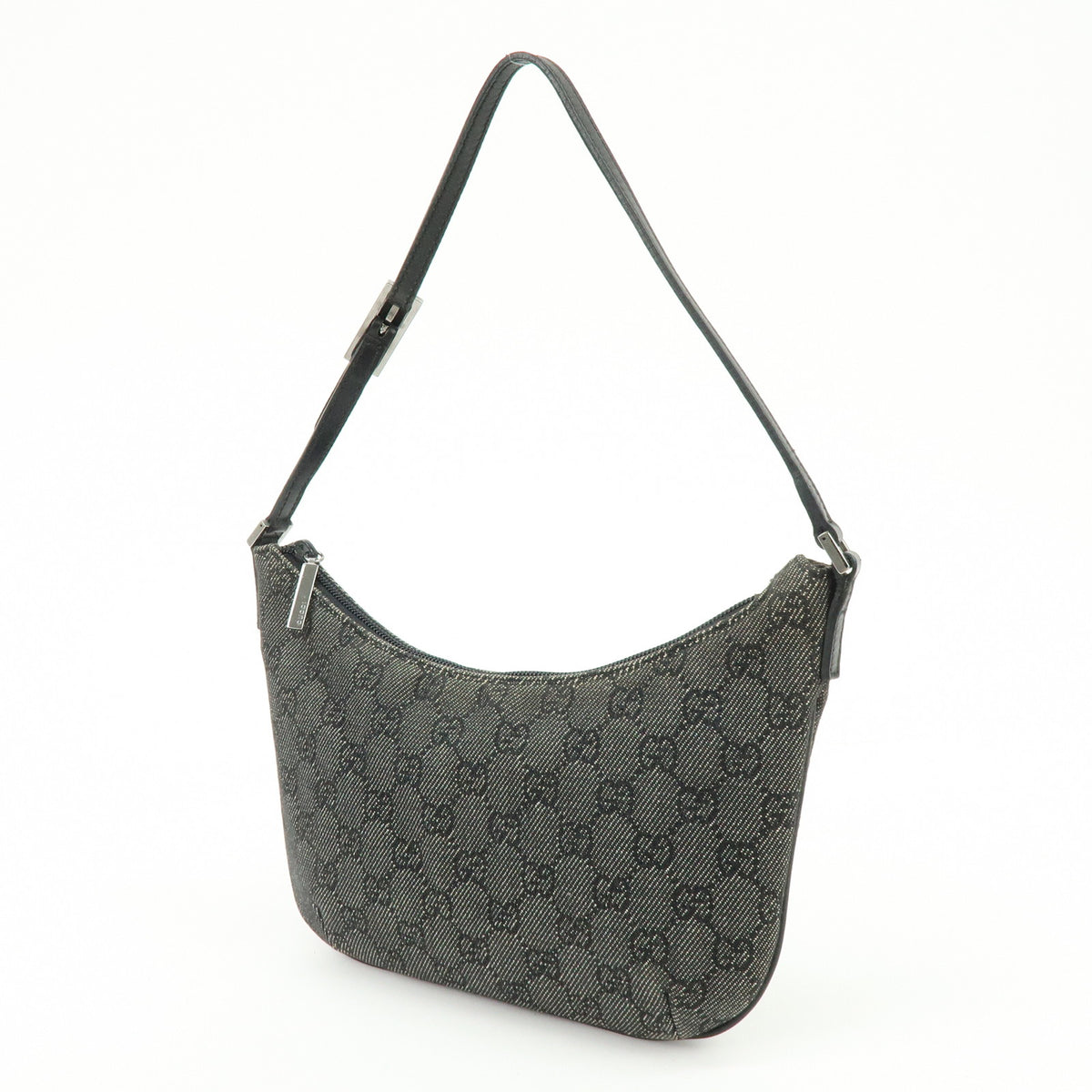 GUCCI GG Denim Leather Hand Bag Shoulder Bag Black 32160