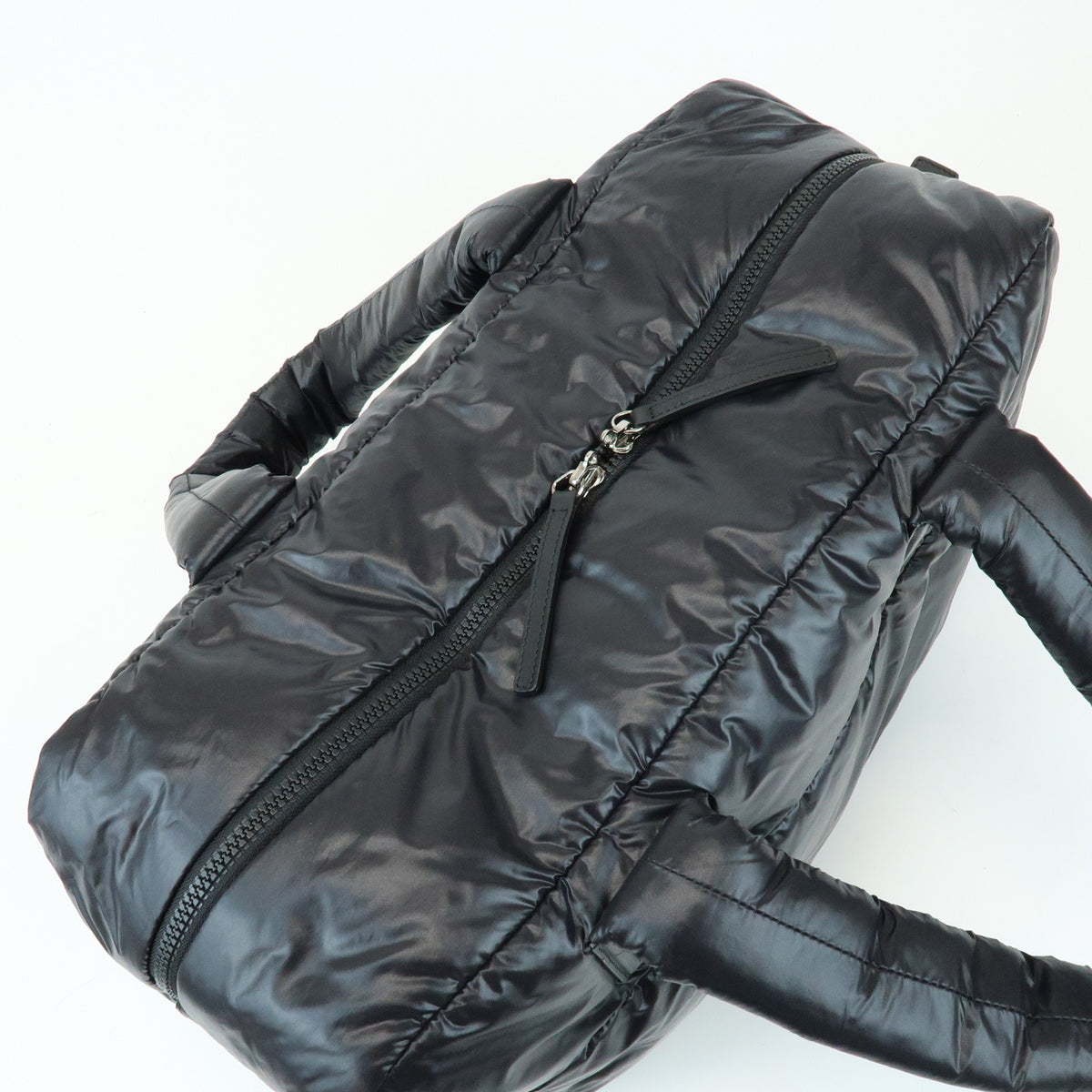 CHANEL COCO Cocoon Nylon Leather Boston Bag Hand Bag Black A47092