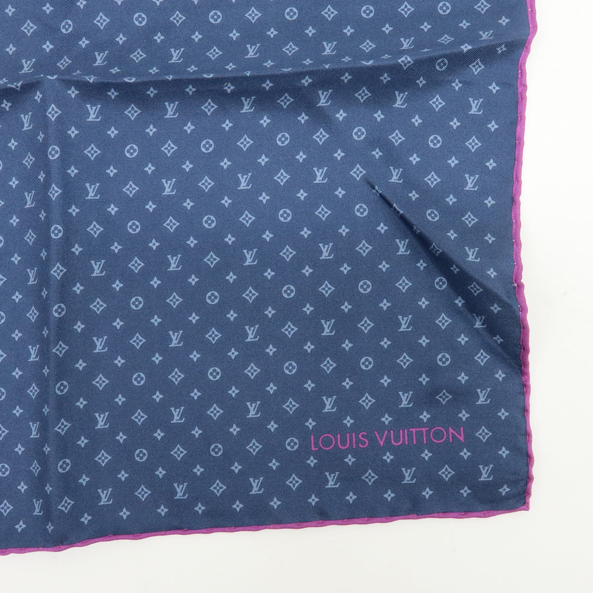 Louis Vuitton Monogram Lot of 2 Silk 100% Scarf Brown Navy