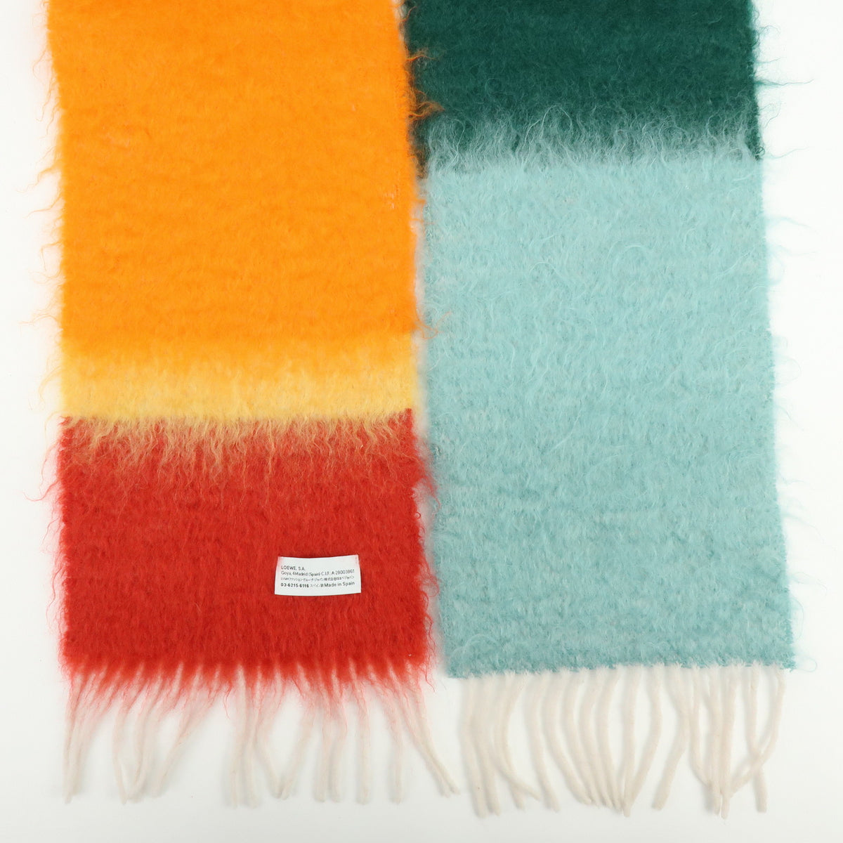 LOEWE Anagram Mohair Wool Scarf Shawl Orange Multicolor