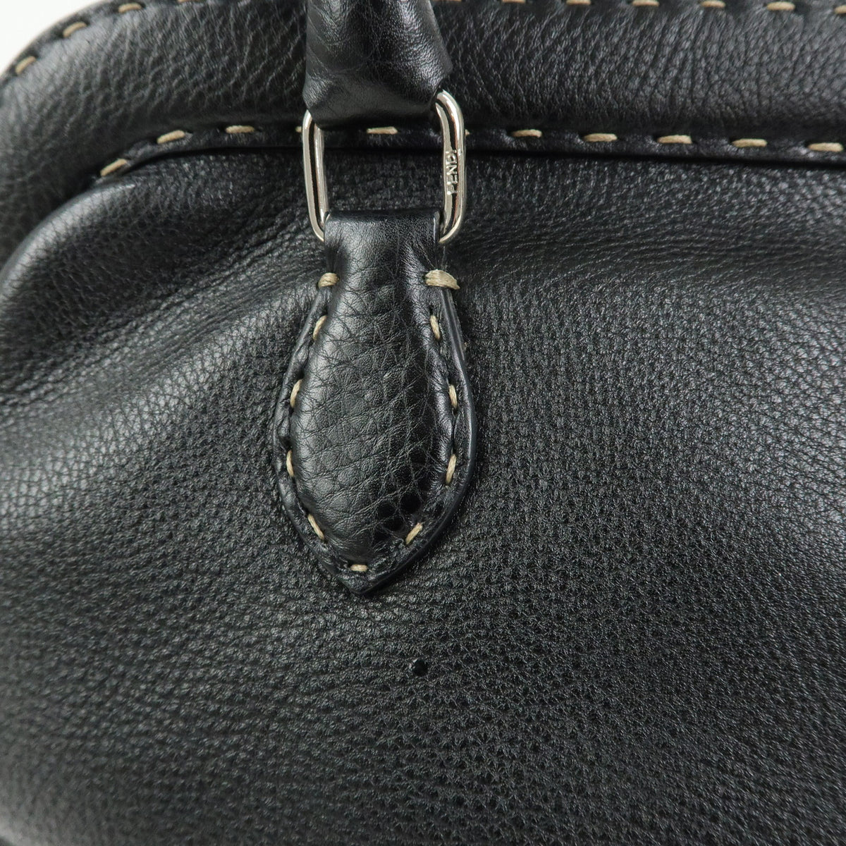 FENDI Selleria Leather Doctor's Bag Hand Bag Black 8BN076