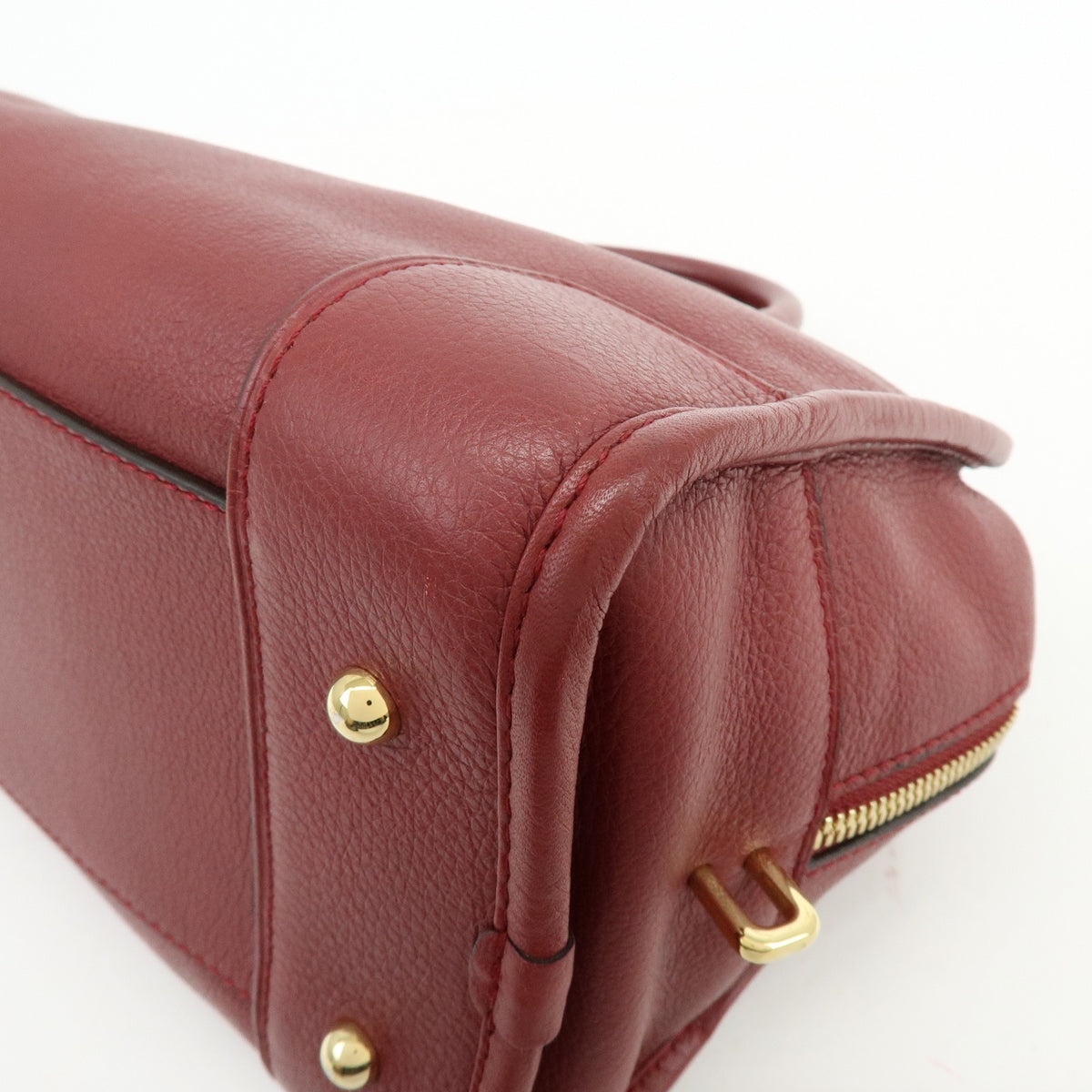 LOEWE Anagram Amazona 28 Leather Hand Bag Boston Bag Wine Red