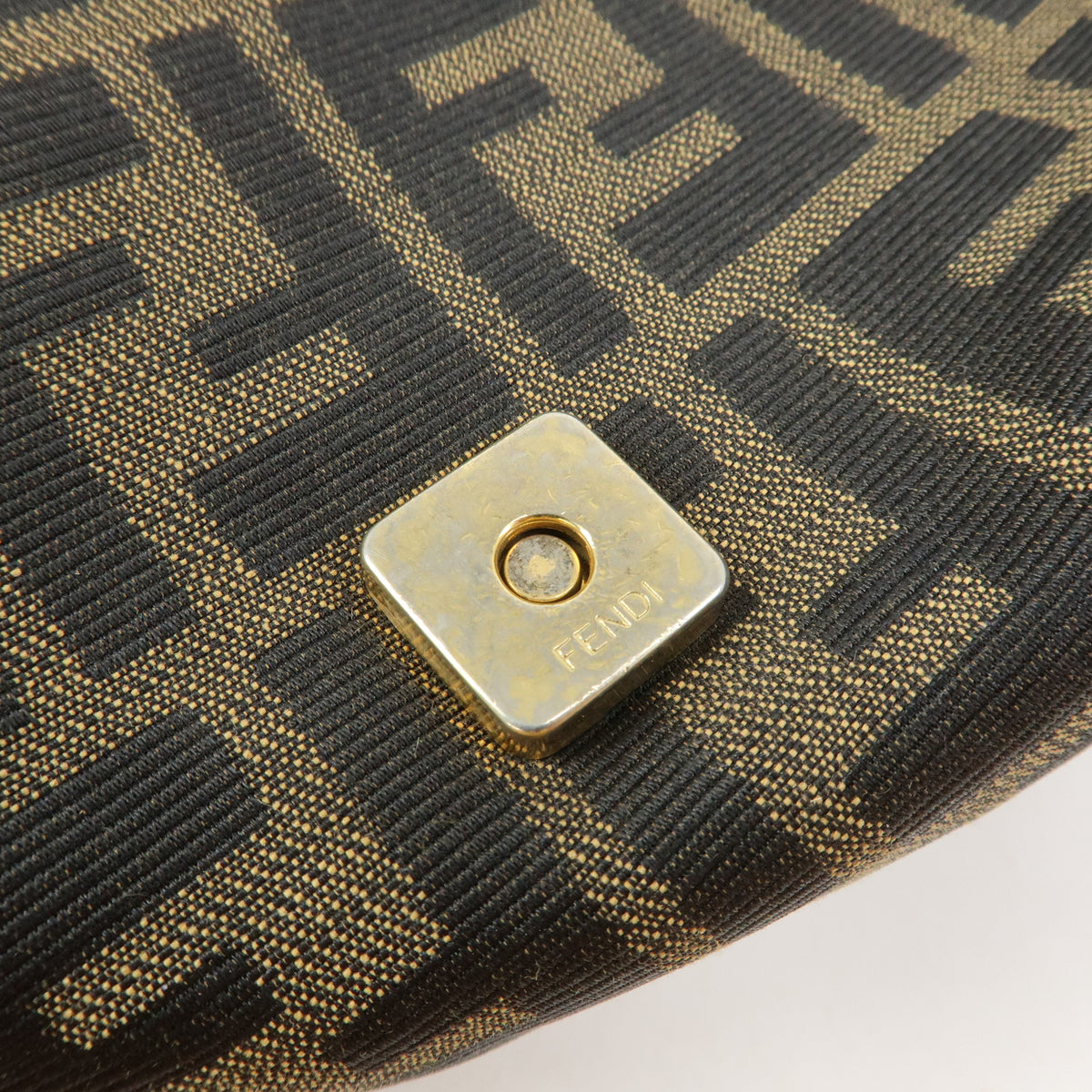 FENDI Zucca Mamma Baguette Canvas Leather Shoulder Bag Brown Gold 26325