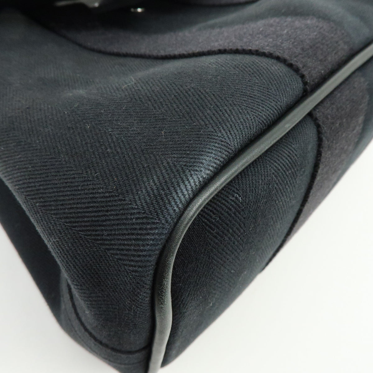 HERMES Toile Chevron Valparaiso PM Tote Bag Hand Bag Black