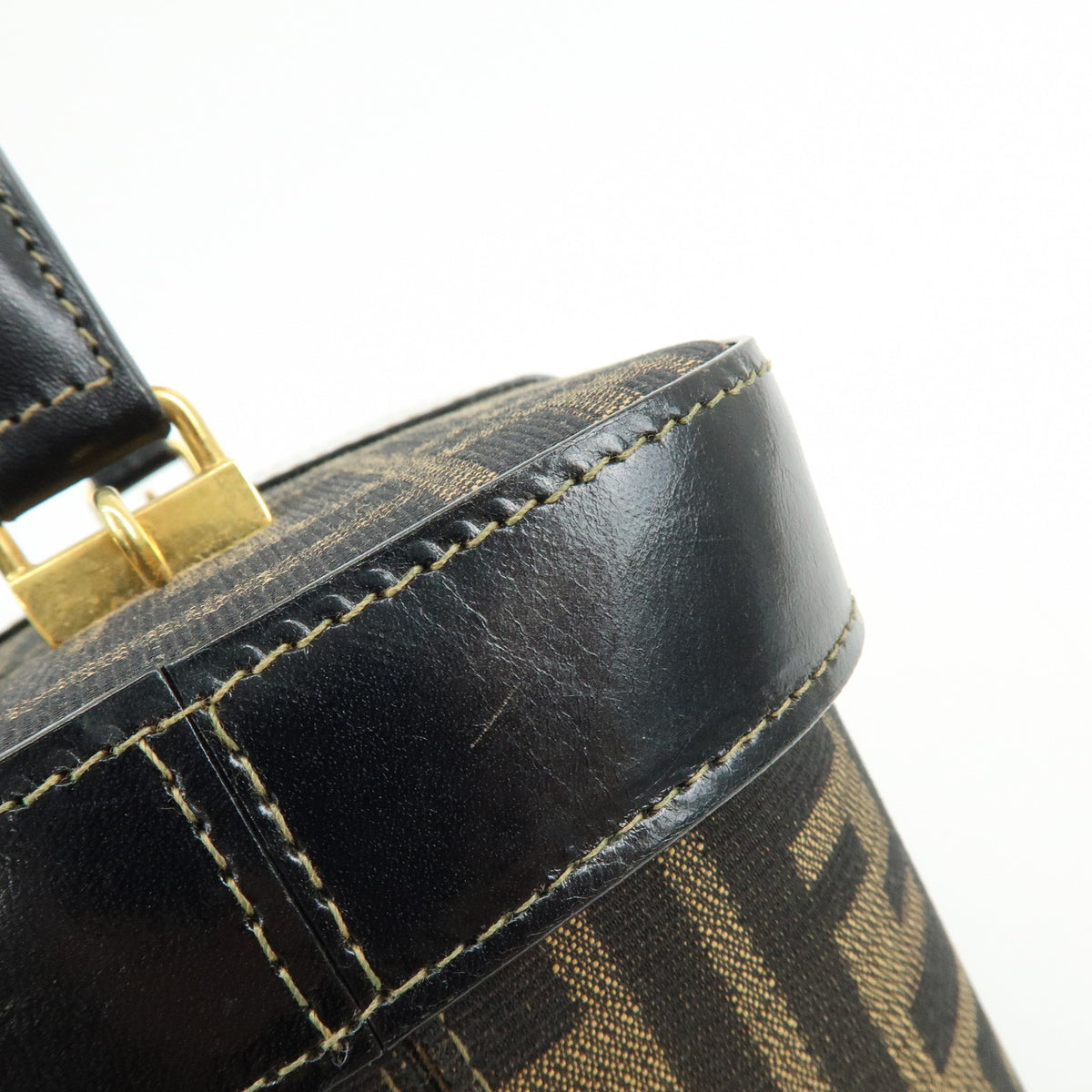 FENDI Zucca Canvas Leather 2Way Vanity Bag Shoulder Bag Brown 09149311
