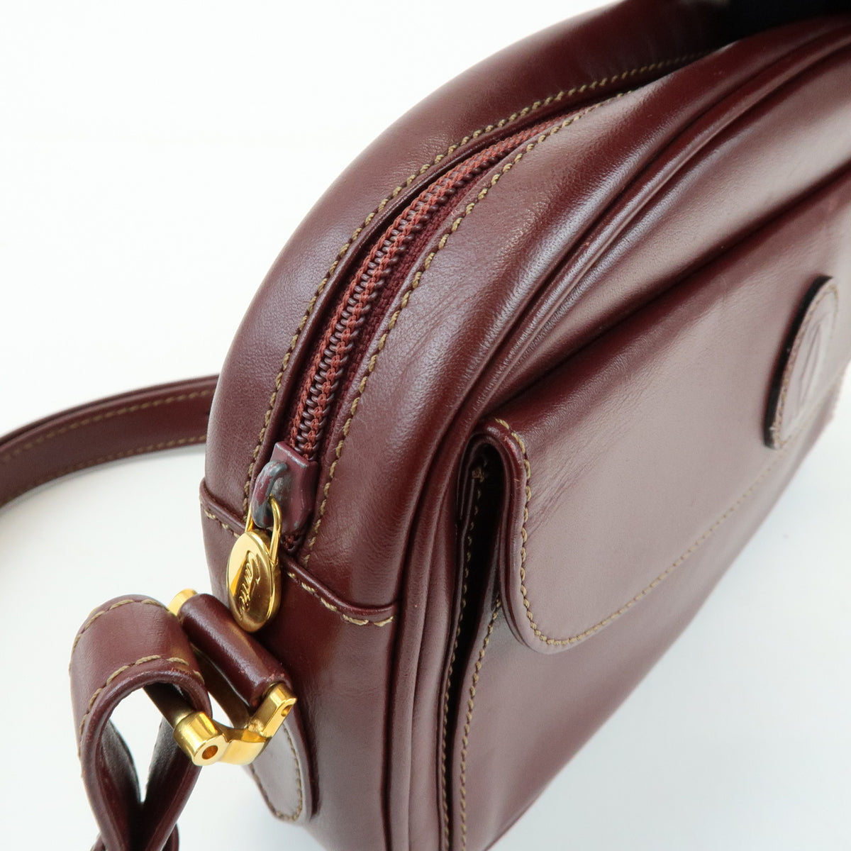 Cartier Must de Cartier Leather Shoulder Bag Bordeaux Wine Red
