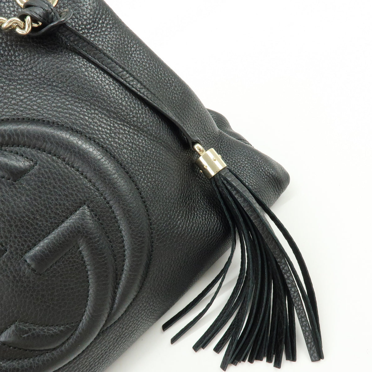 GUCCI SOHO Interlocking G Leather Chain Shoulder Bag Black 308982