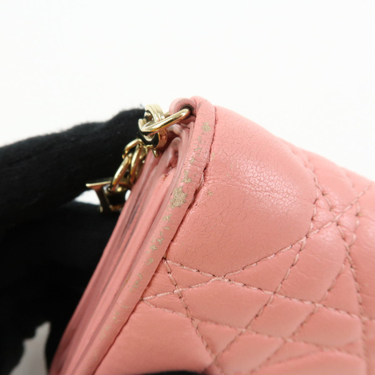 Christian Dior Lady Dior Lotus Cannage Leather Tri-fold Compact Wallet