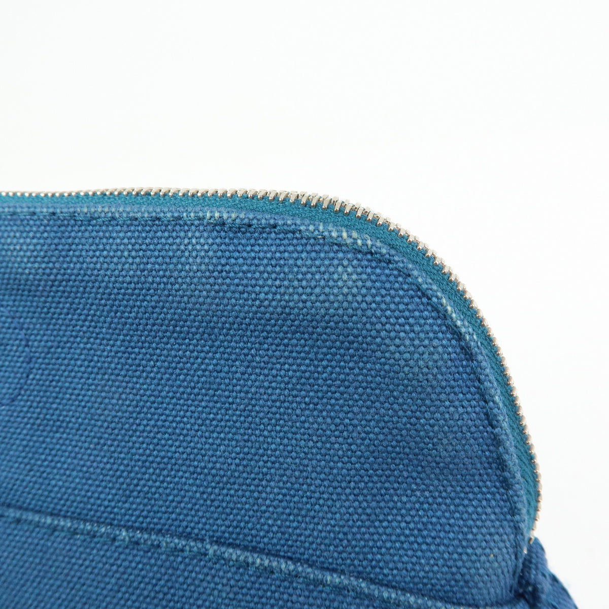 HERMES Bolide Mini Cotton Leather Cosmetic Pouch Blue