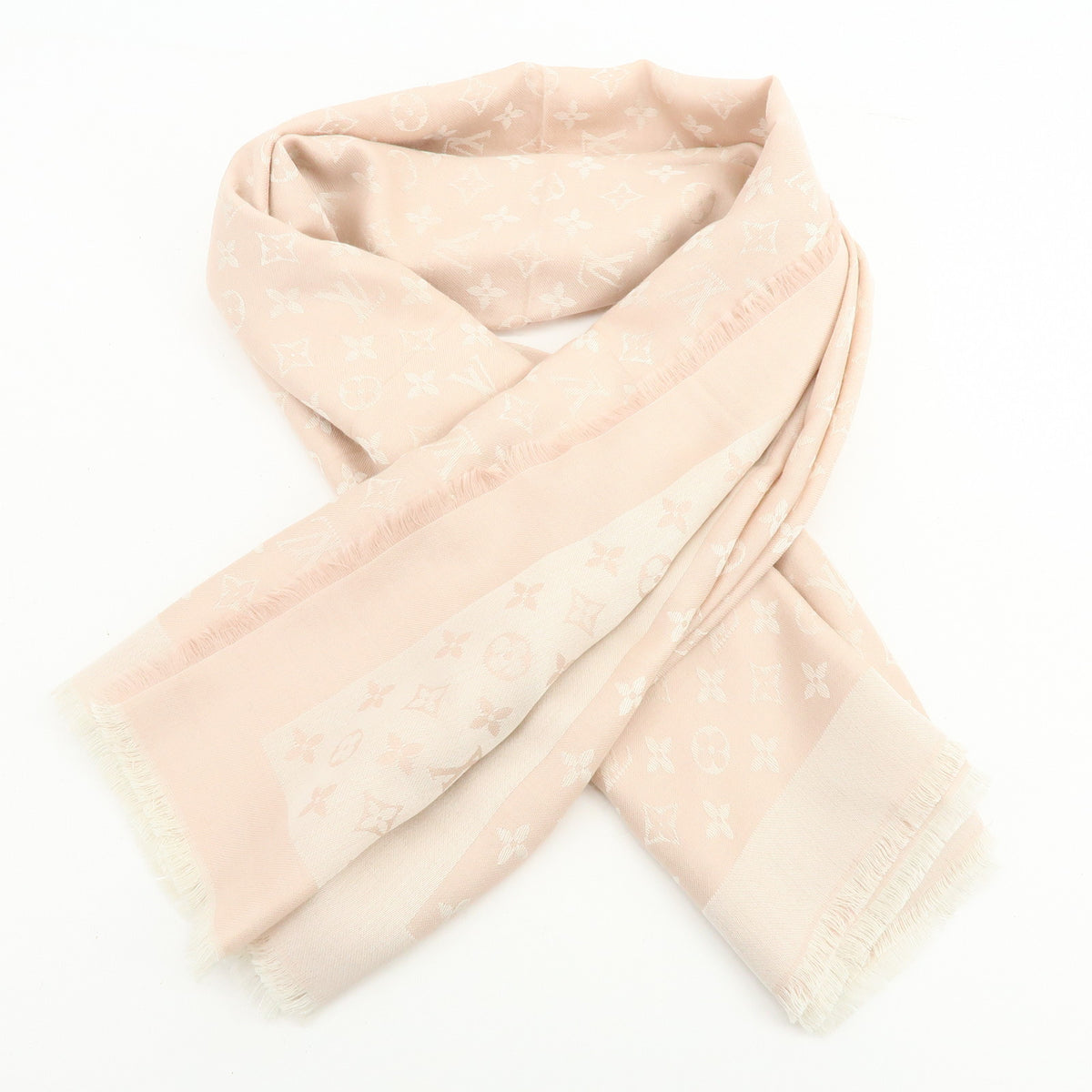Louis Vuitton Monogram Silk Wool Scarf Rose Poudre 401910