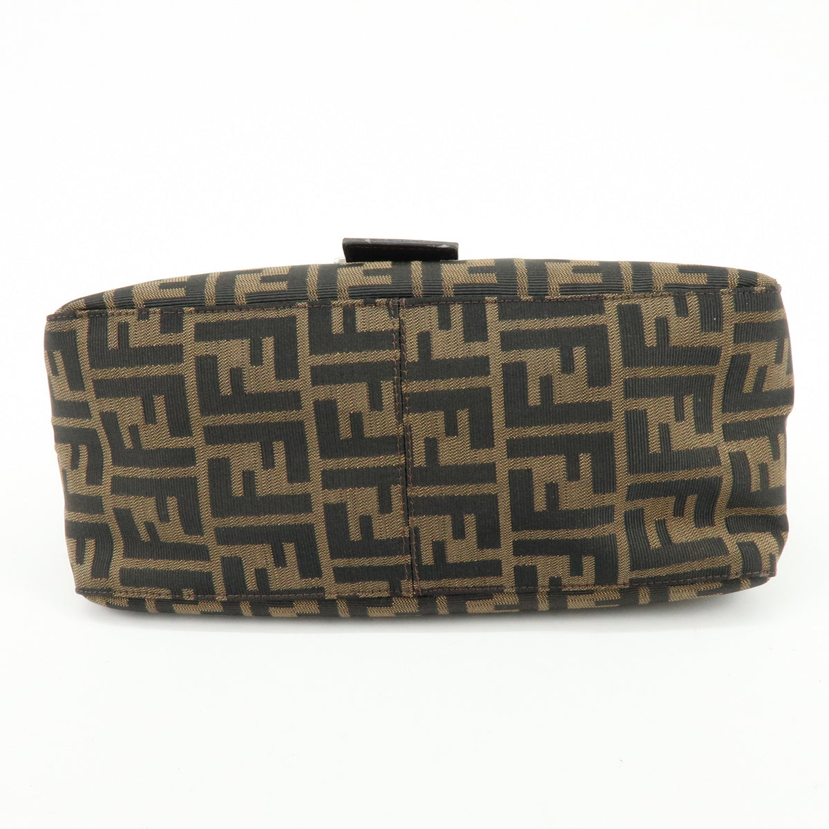 FENDI Mamma Baguette Zucca Canvas Leather Hand Bag Brown 26325