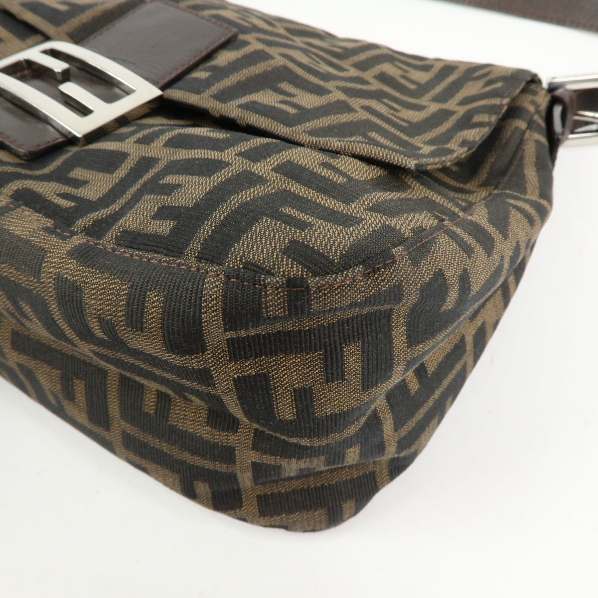 FENDI Zucca Mamma Baguette Canvas Leather Shoulder Bag Hand Bag 26325