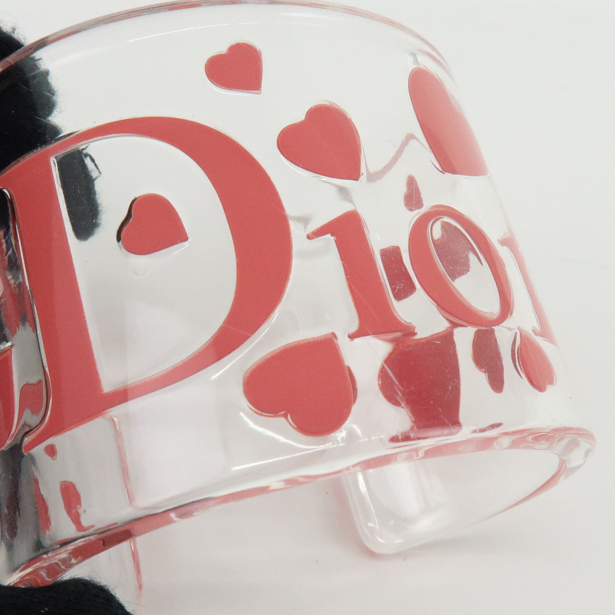 Christian Dior Plastic Heart Bangle Bracelet Transparent Pink