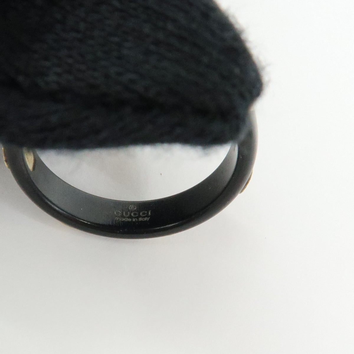 GUCCI Interlocking G Ring Ceramic K18 750YG Gold Black #14 679262