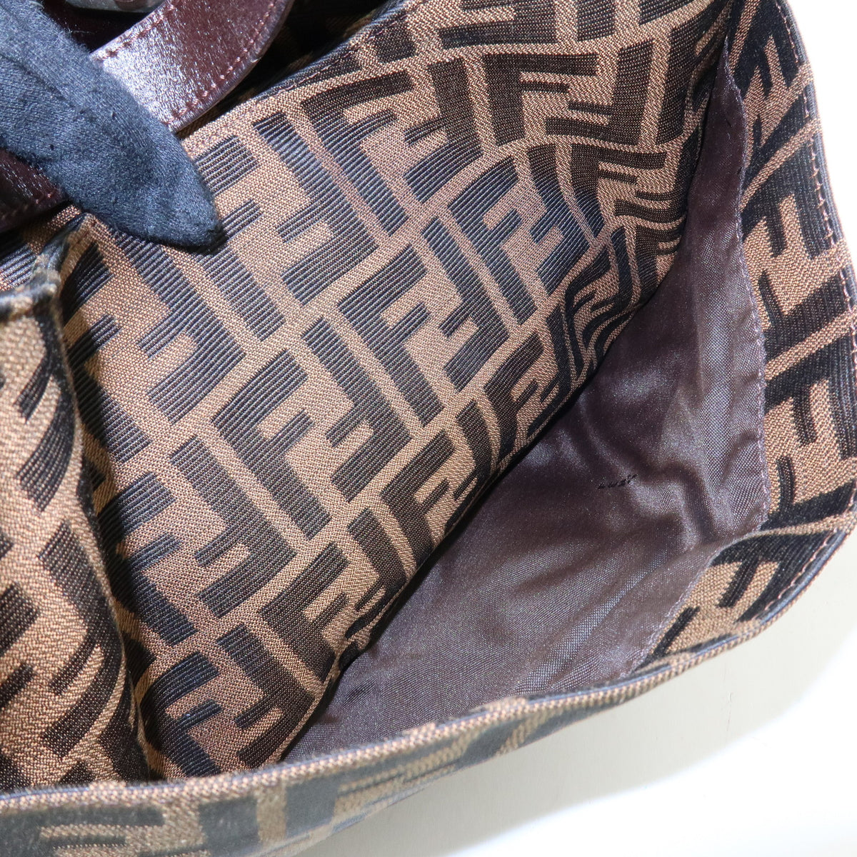 FENDI Zucca Canvas Leather Shoulder Bag Hand Bag Black Brown 26569