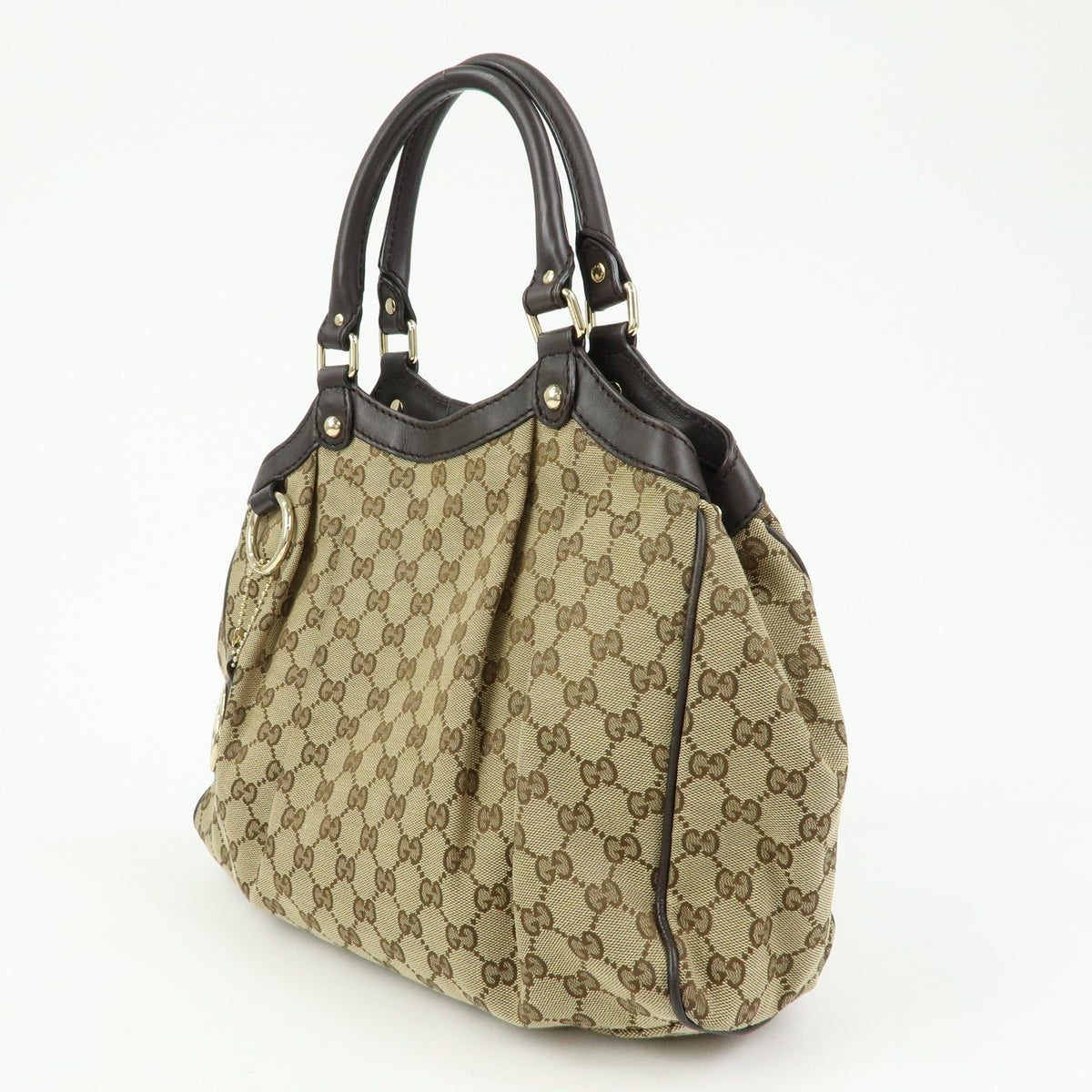 GUCCI Sukey Interlocking G GG Canvas Leather Tote Bag Hand Bag 211944