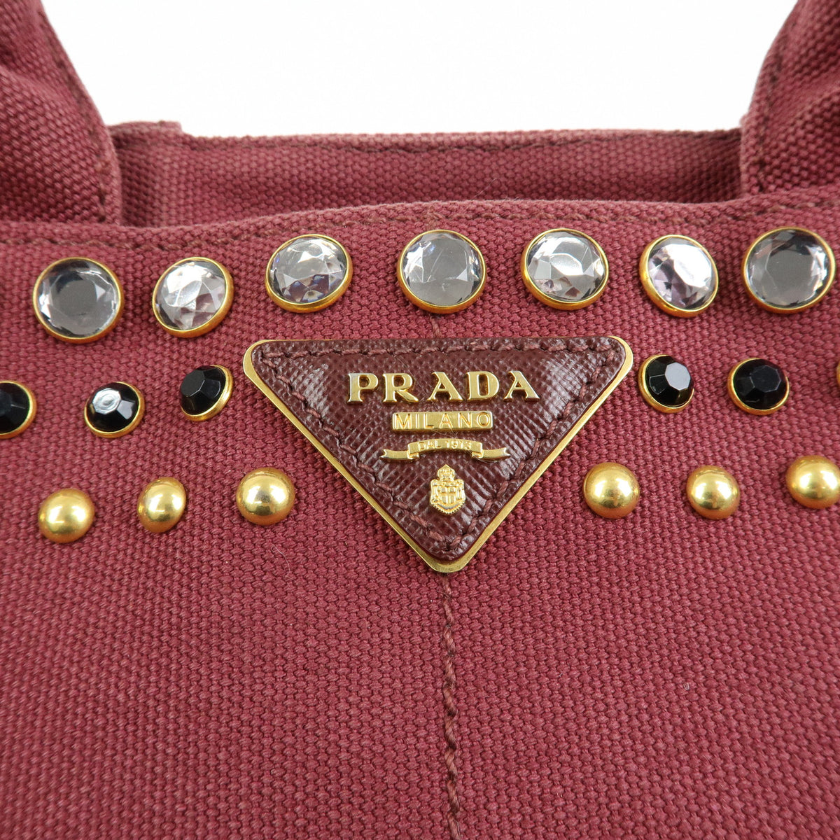 PRADA Triangle Logo Canapa Mini 2Way Tote Shoulder Bag Bordeaux B2439O