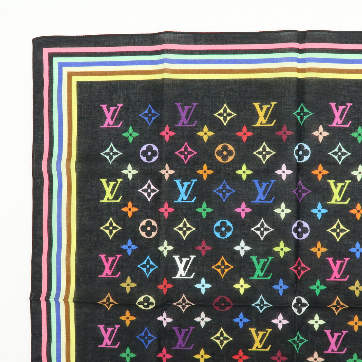 Louis Vuitton Monogram Multicolor Cotton 100% Scarf Handkerchief