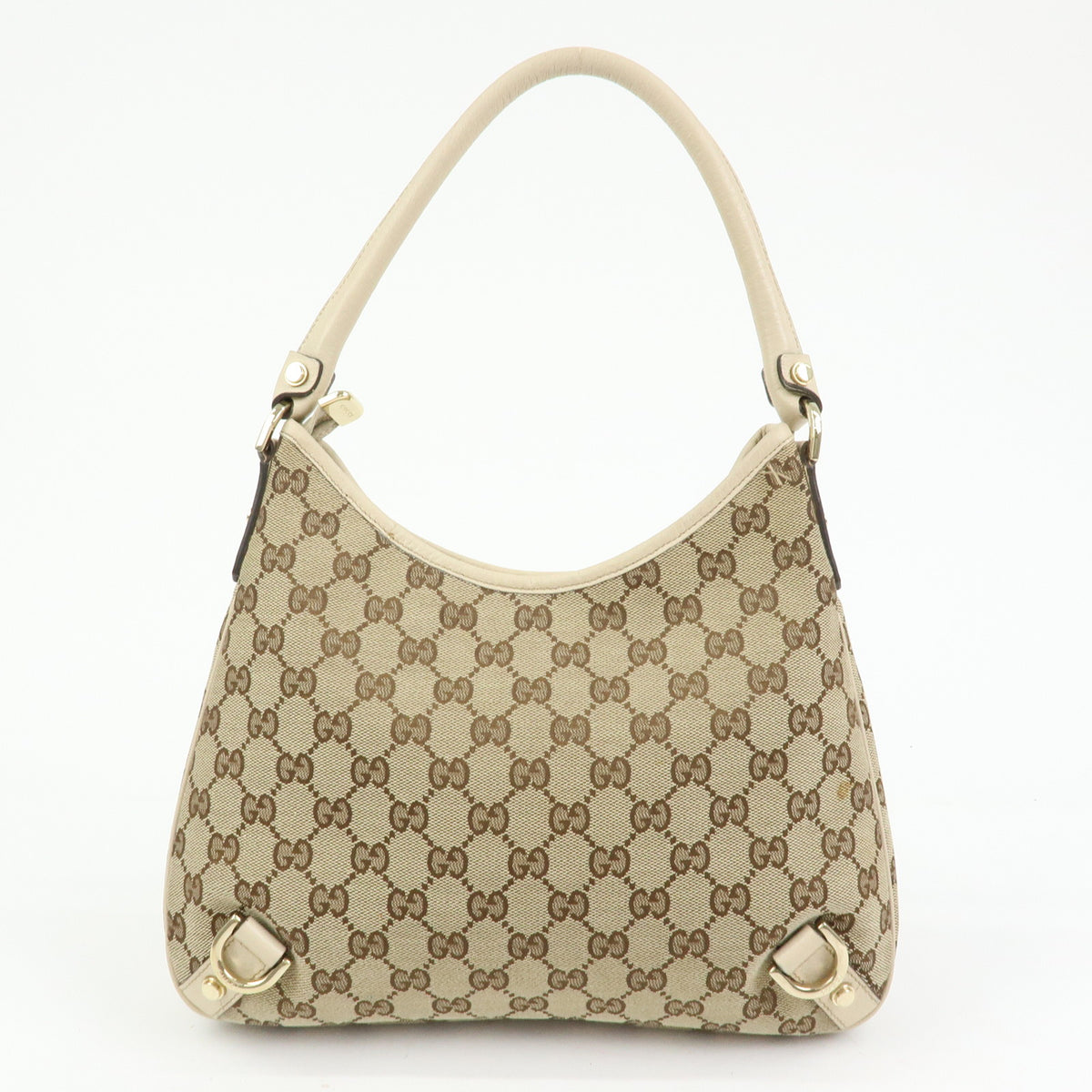 GUCCI Abbey GG Canvas Leather Shoulder Bag Beige Brown Ivory 130738