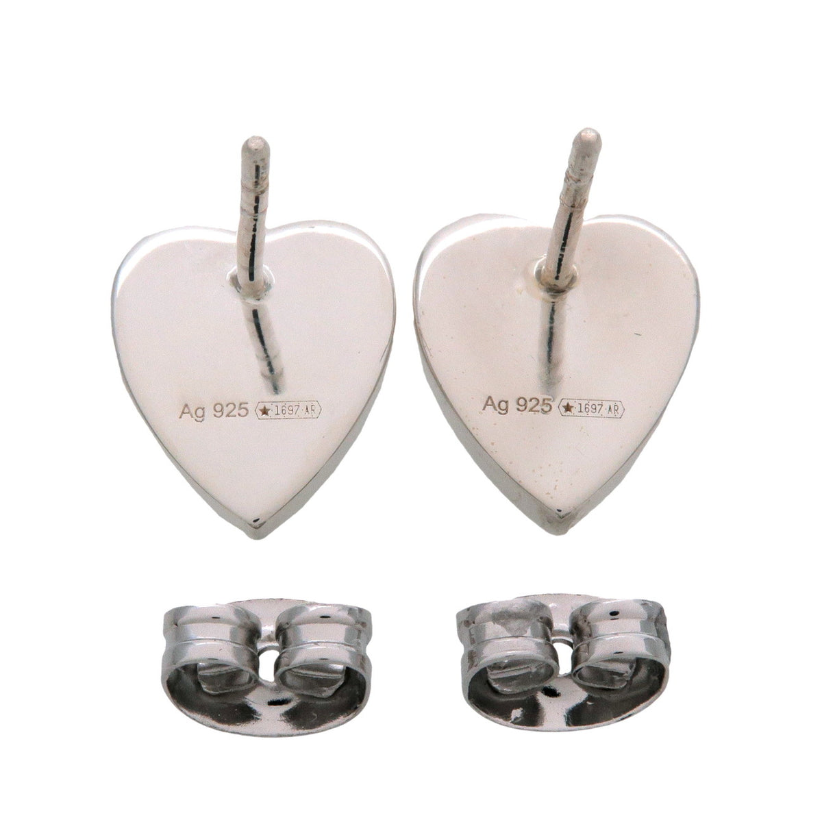 GUCCI Trademark Heart Shape Earrings SV925 Silver