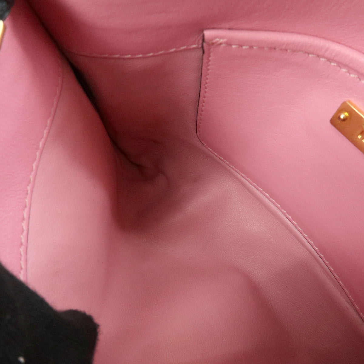 MIU MIU Logo Soft Calf Leather Clutch Bag Flat Pouch Pink 5N1890