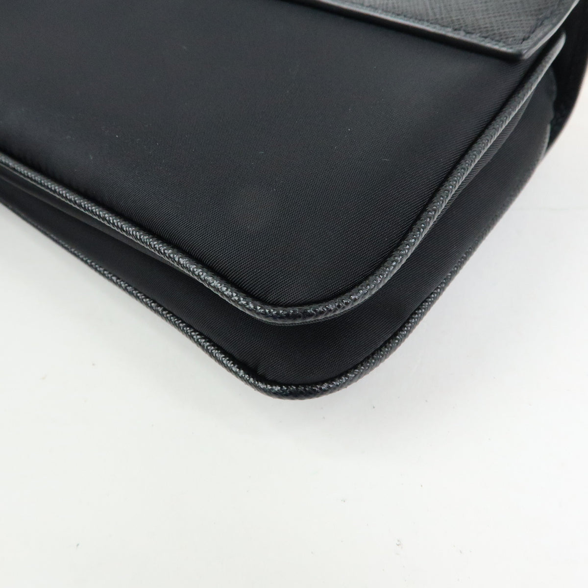 PRADA Logo Saffiano Nylon Leather Chain Shoulder Crossbody Bag Black