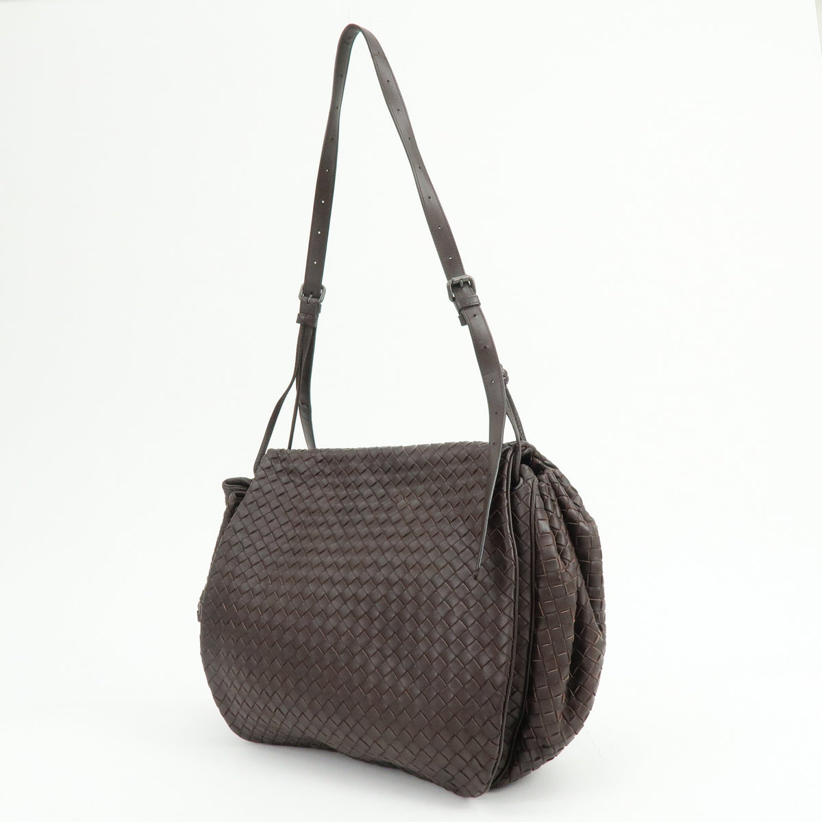 BOTTEGA VENETA Intrecciato Leather Shoulder Crossbody Bag Brown 245343
