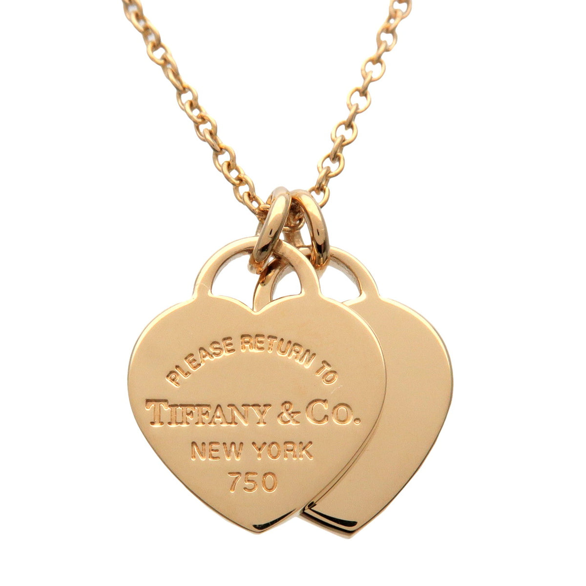 Tiffany & Co Return to Tiffany Double Heart Tag Necklace K18 750YG
