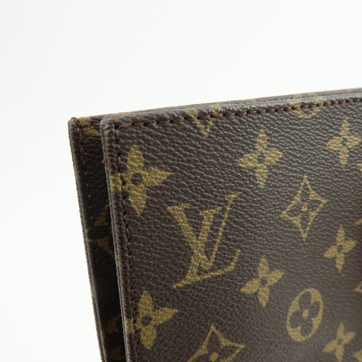 Louis Vuitton Monogram Sac Plat Leather Tote Bag Hand Bag Brown M51140
