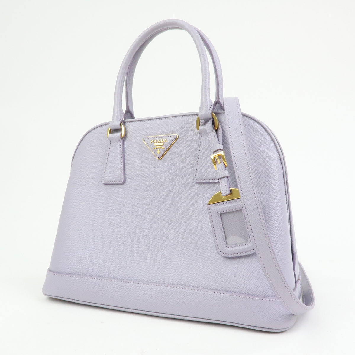 PRADA Triangle Logo Promenado Saffiano Leather 2Way Bag  Purple BN2567