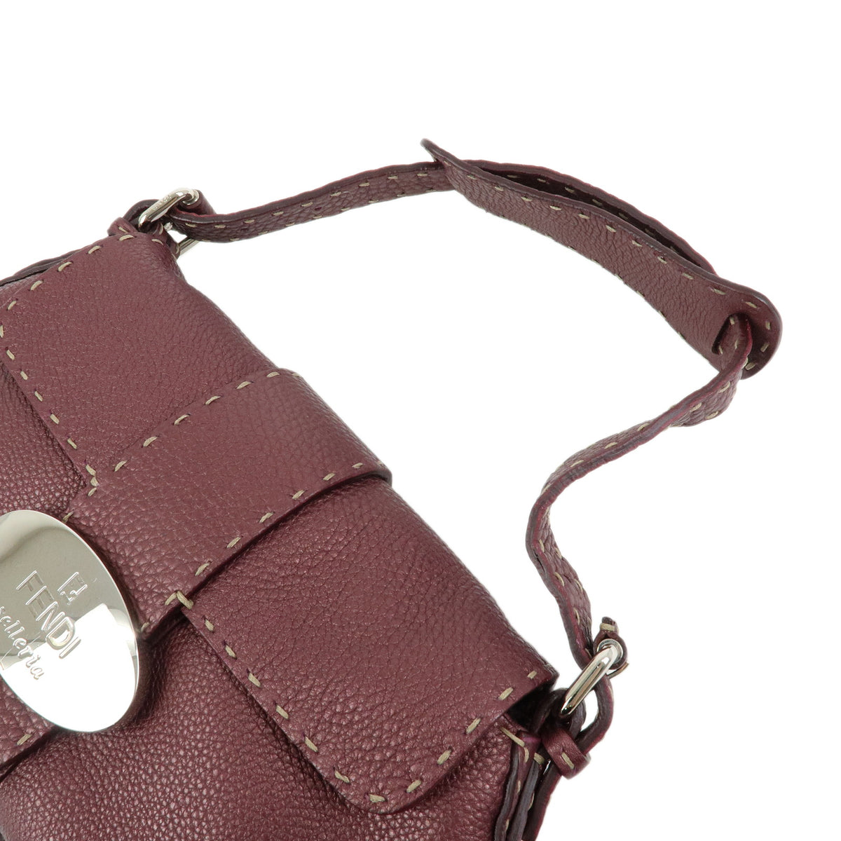 FENDI Selleria Leather Shoulder Bag Hand Bag Purple 8BR407