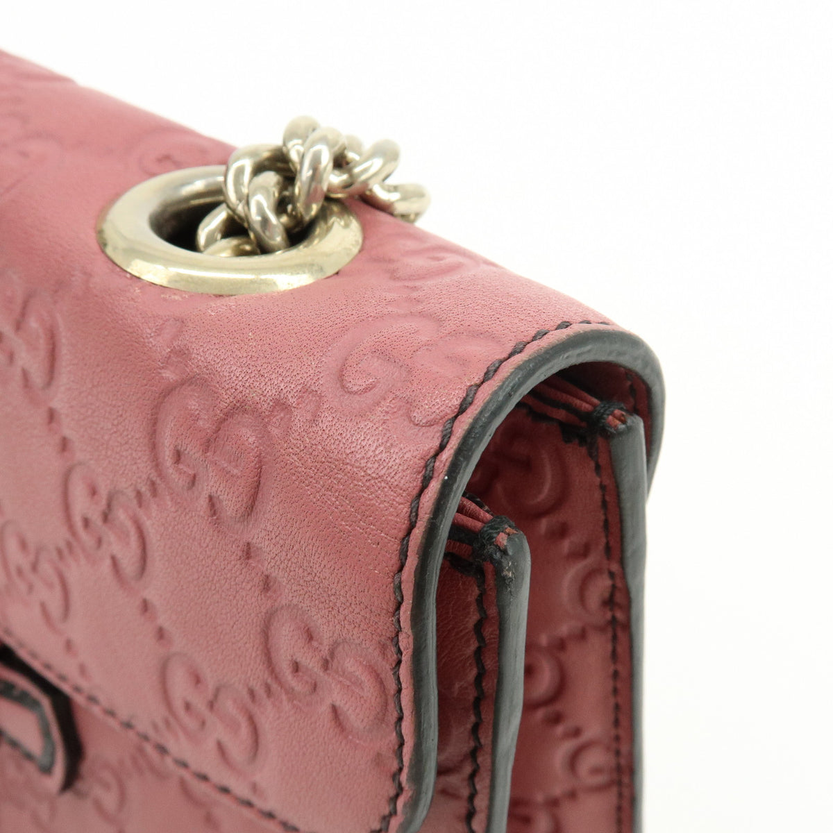 GUCCI Horsebit Guccissima Leather Chain Shoulder Hand Bag Pink 295402