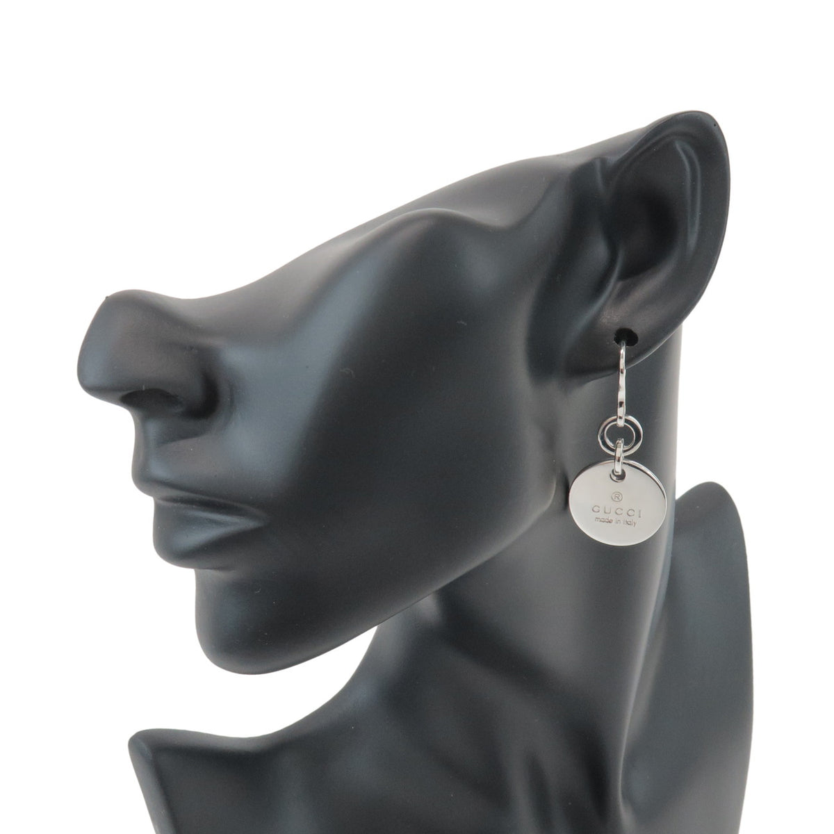 GUCCI Round Plate Hook Earrings SV925 Silver