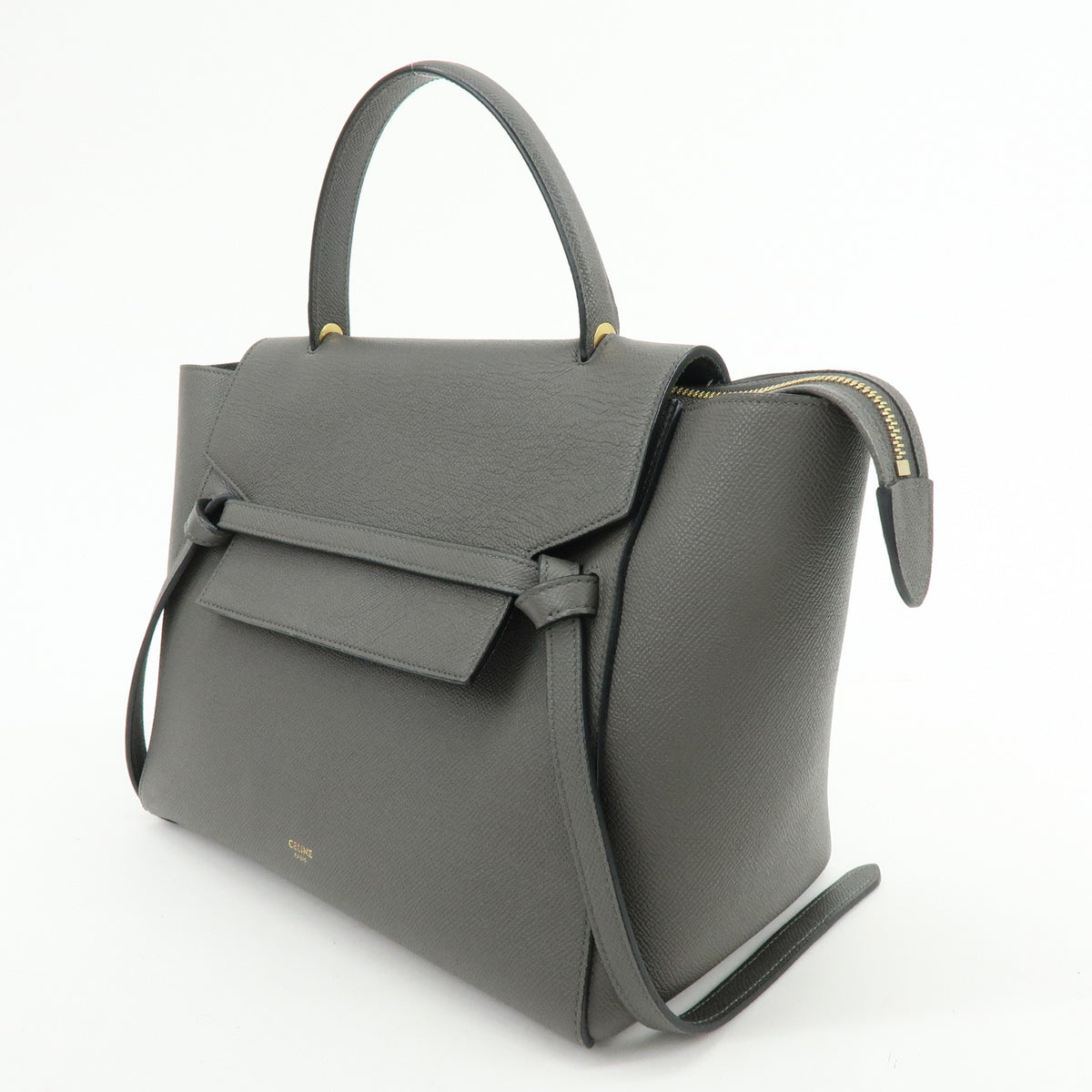 CELINE Belt Bag Small Calf Leather 2WAY Bag Hand Bag Shoulder Bag Gray