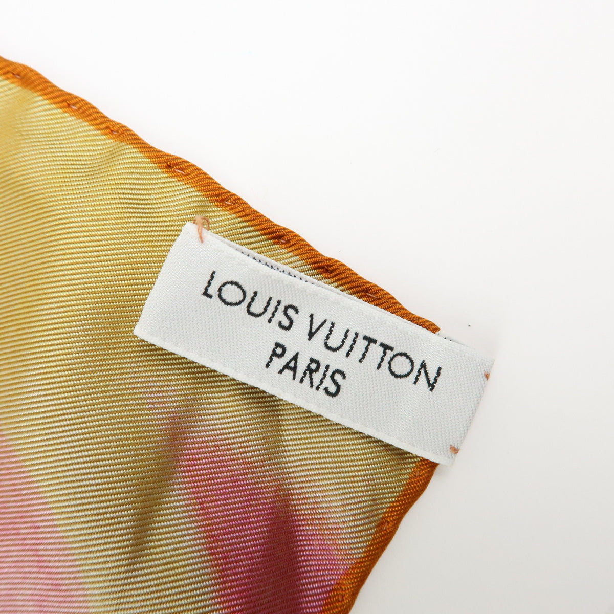 Louis Vuitton LV Logo Silk 100% Scarf Gradation Orange Fuchsia Mustard