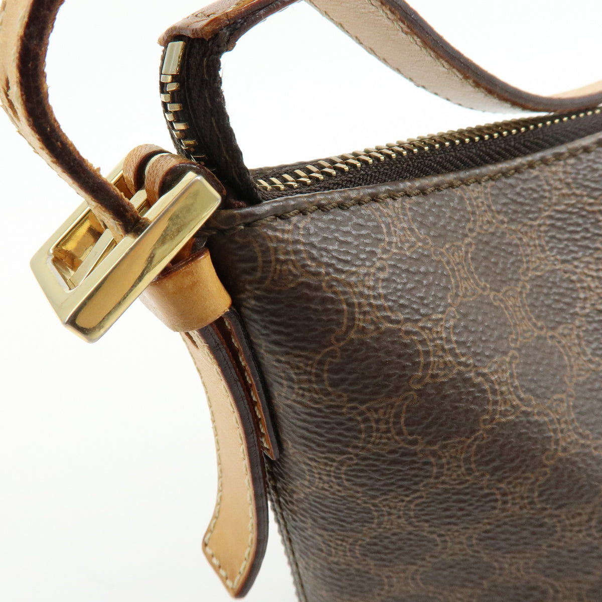 CELINE Macadam PVC Leather Hand Bag Shoulder Bag Brown