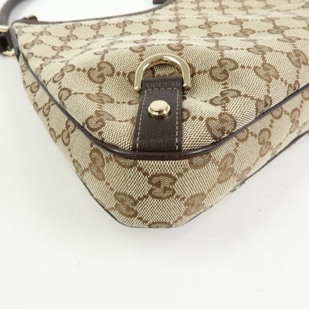 GUCCI Abbey Canvas Leather Shoulder Bag Brown 130738