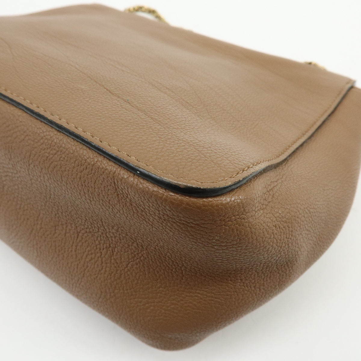 Chloe Elsie Leather Chain Shoulder Bag Crossbody Bag Brown Camel