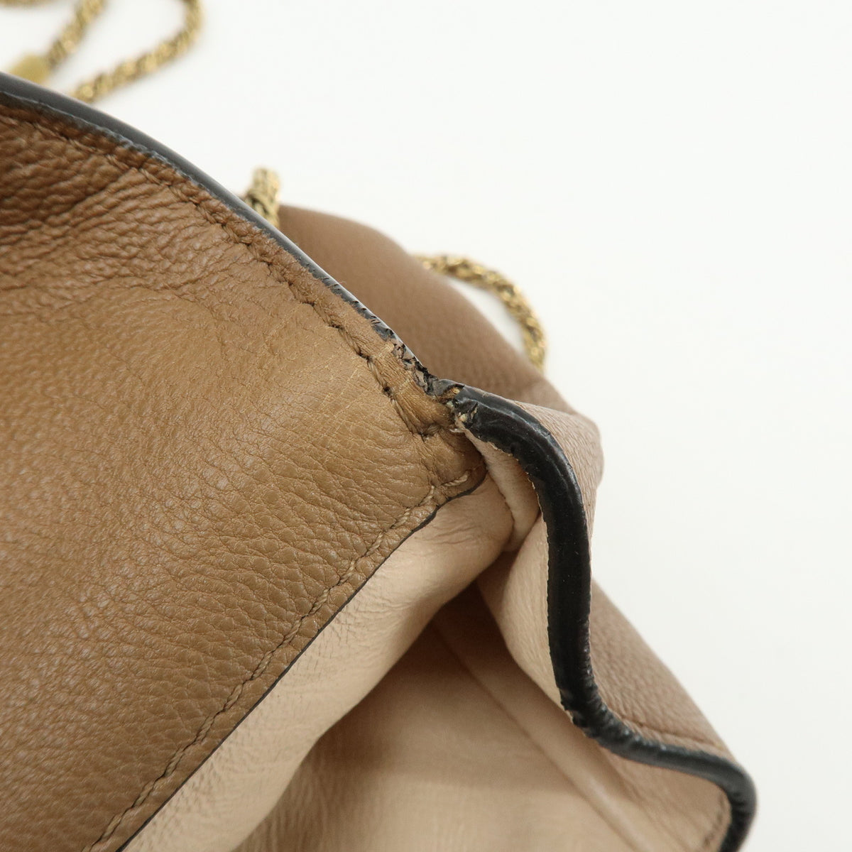 Chloe Elsie Leather Chain Shoulder Bag Crossbody Bag Brown Camel