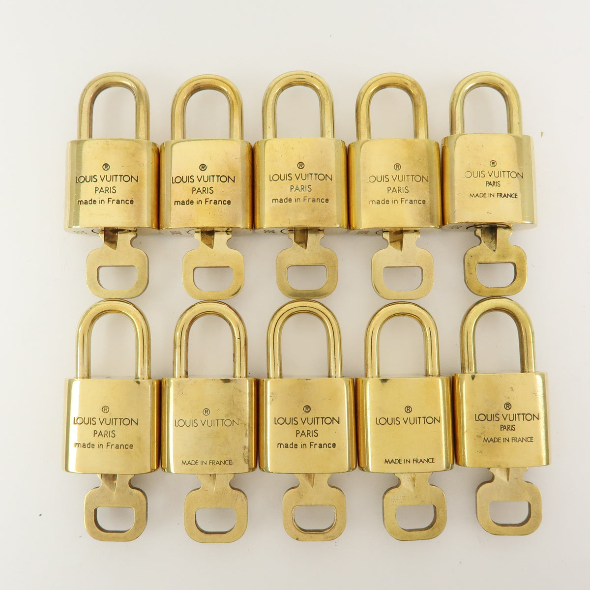 Louis Vuitton Lot of 10 Metal Lock & Key Cadena Key Lock Gold