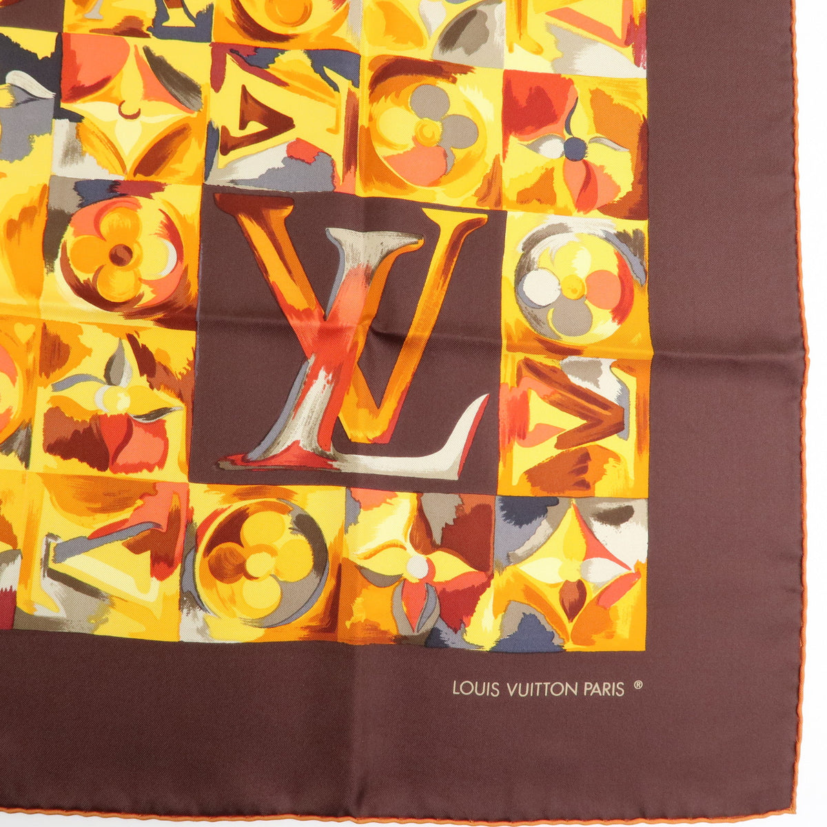 Louis Vuitton Monogram Carre Au Fil Du Temps Silk 100% Scarf M71120