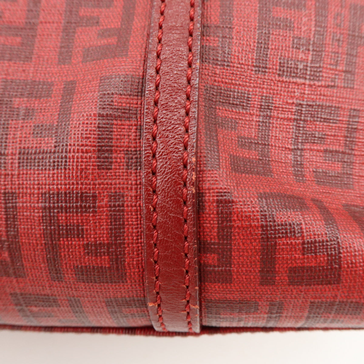 FENDI Zucchino PVC Leather Tote Bag Hand Bag Red 8BH214